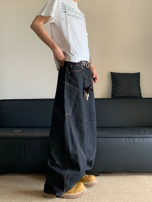 RT No. 18007 BLACK SCIMITAR WIDE JEANS