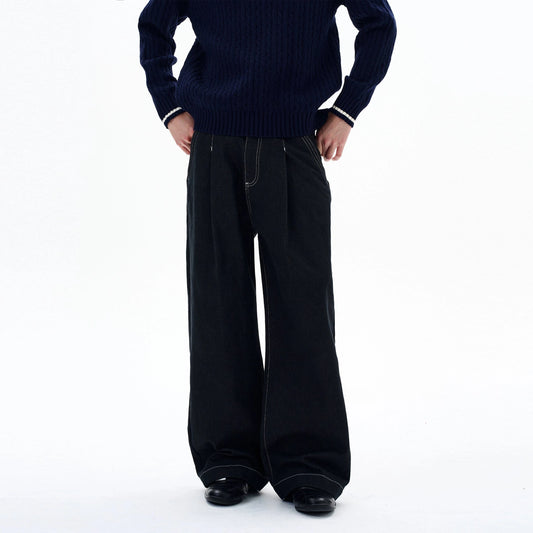 RT No. 29022 PLEATED BAGGY STRAIGHT JEANS