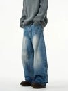 RT No. 18701 RECONSTRUCTED WASHED BLUE DENIM JEANS