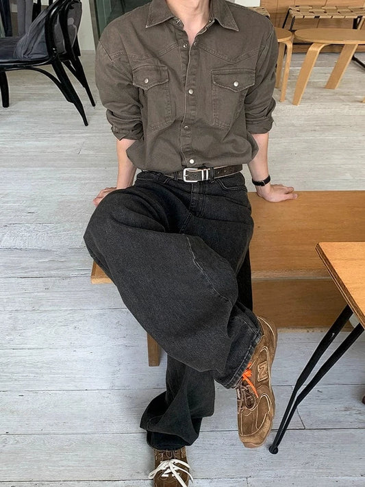 RT No. 32041 BROWN BUTTON-UP WORKWEAR SHIRT