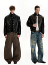 RT No. 50012 KNIGHT BUCKLE BOXY LEATHER JACKET