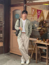 RT No. 13016 PLEATED CREAM STRAIGHT PANTS
