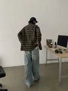 RT No. 18754 DISTRESSED GREEN PLAID SHIRT