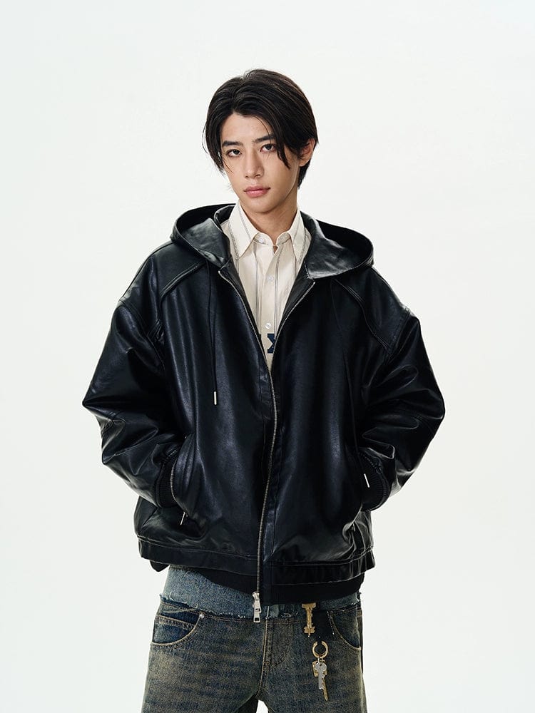 RT No. 11994 HOODED ZIP-UP LEATHER JK