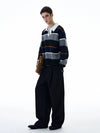 RT No. 20027 STRIPED POLO COLLAR SWEATER