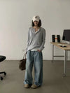 RT No. 18761 WASHED BLUE BAGGY STRAIGHT DENIM JEANS