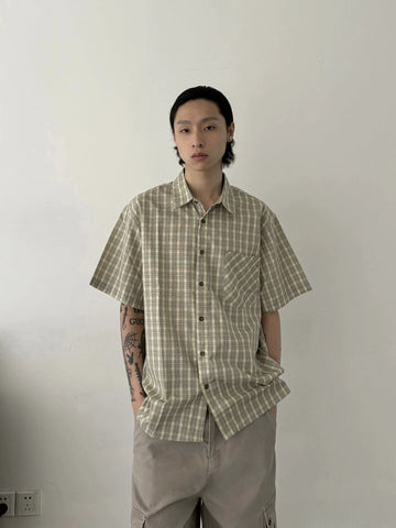 RT No. 19701 PLAID BUTTON-UP SHORT SLEEVE