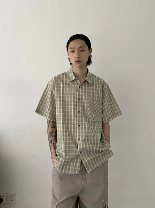RT No. 19701 PLAID BUTTON-UP SHORT SLEEVE