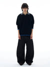 RT No. 25063 BLACK KNITWEAR COLLAR SWEATER