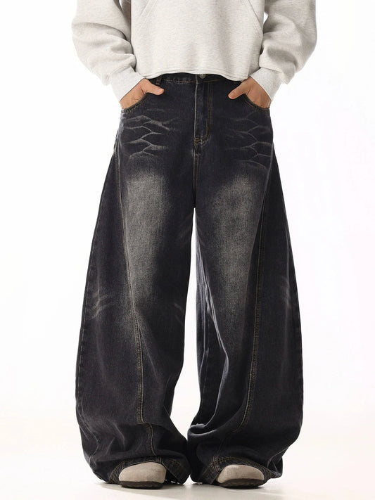 RT No. 19833 BLACK RODEO DENIM BAGGY STRAIGHT JEANS