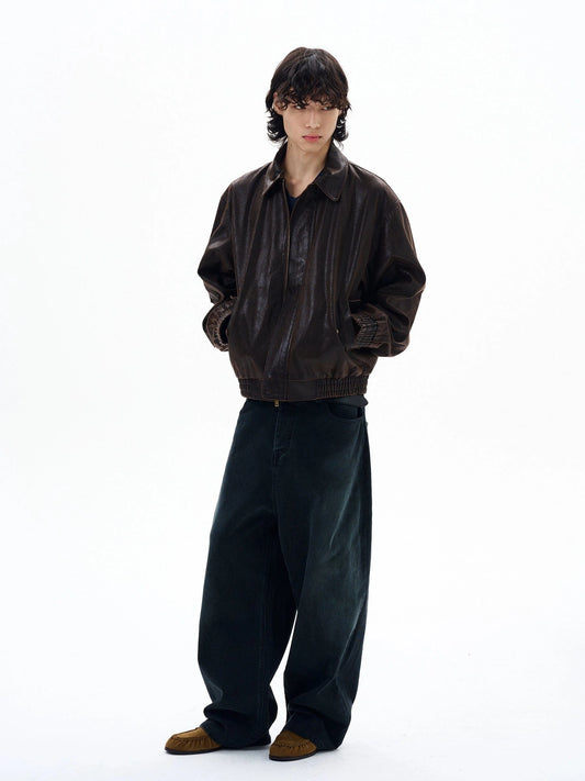 RT No. 29039 BROWN LEATHER ZIP JK
