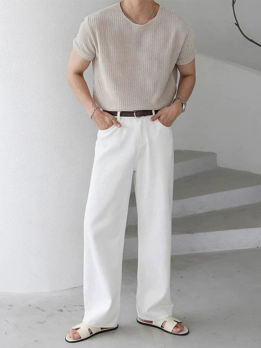 RT No. 18152 CREAM KNIT SHORT SLEEVE