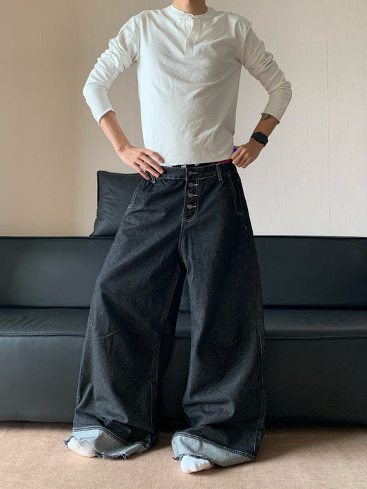 RT No. 32006 WASHED BAGGY STRAIGHT DENIM JEANS