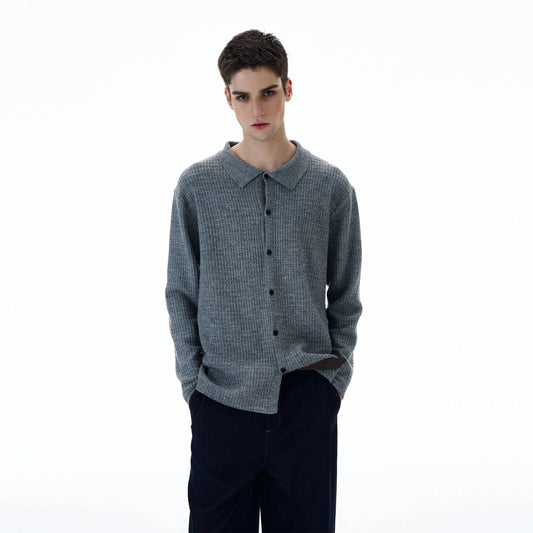 RT No. 20001 POLO COLLAR BUTTON-UP SWEATER