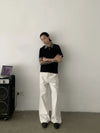 RT No. 19727 RECONSTRUCTED LINEN WHITE STRAIGHT PANTS