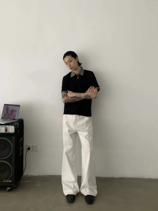 RT No. 19727 RECONSTRUCTED LINEN WHITE STRAIGHT PANTS