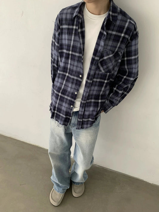 RT No. 29128 BLUE BUTTON-UP PLAID SHIRT