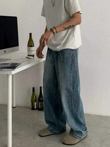RT No. 18812 WASHED BLUE WIDE BAGGY JEANS