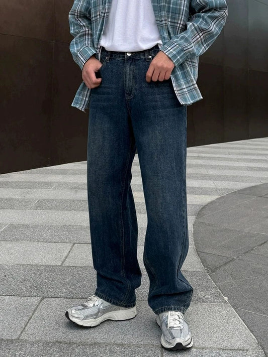 RT No. 19521 WASHED DENIM STRAIGHT JEANS