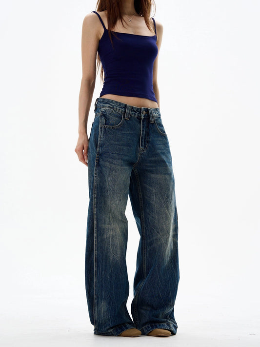 RT No. 13052 WASHED BLUE DENIM STRAIGHT JEANS
