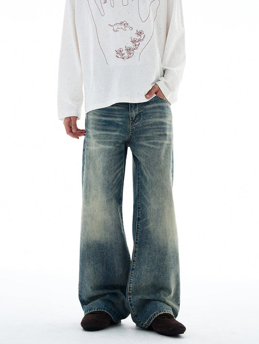 RT No. 25041 WASHED BLUE DENIM STRAIGHT JEANS