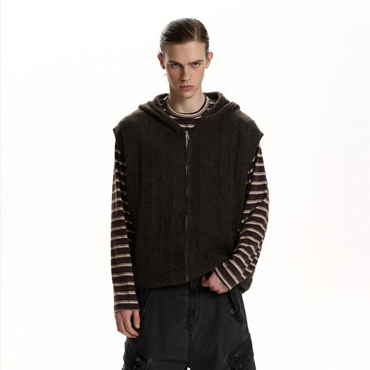 RT No. 59066 KNITWEAR HOODED ZIPPER SWEATER VEST