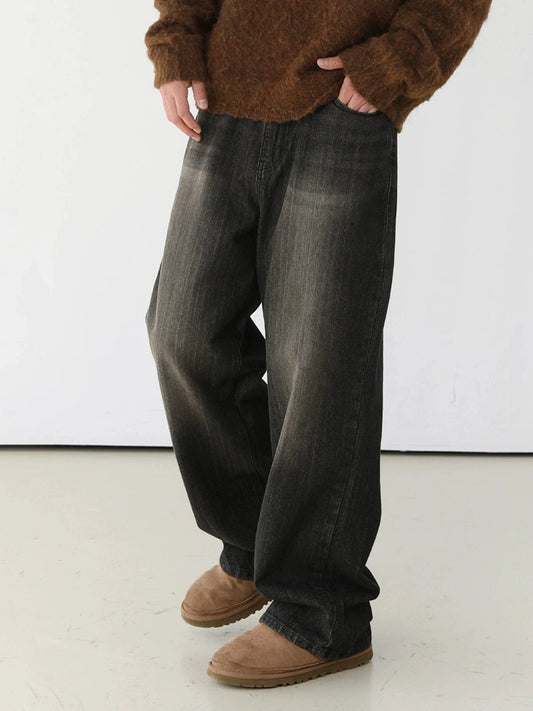 RT No. 13029 WASHED BLACK DENIM STRAIGHT JEANS