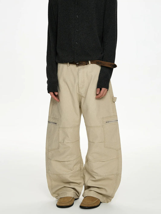 RT No. 50004 KHAKI BAGGY STRAIGHT CARGO PANTS