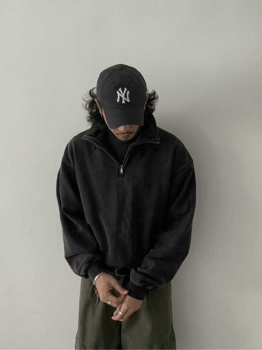 RT No. 29144 WASHED QUARTER ZIP-UP SWEATER