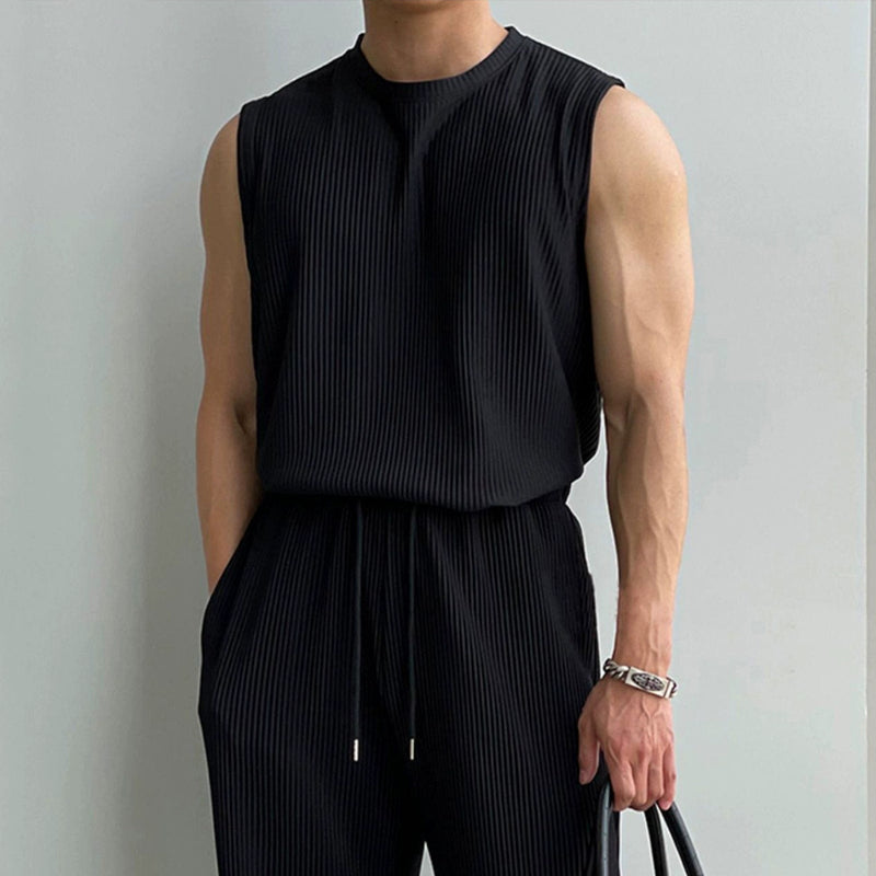 RT No. 11931 PLEATED SLEEVELESS SHIRT & WIDE DRAWSTRING PANTS