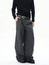 RT No. 12134 GRAY BAGGY STRAIGHT PANTS