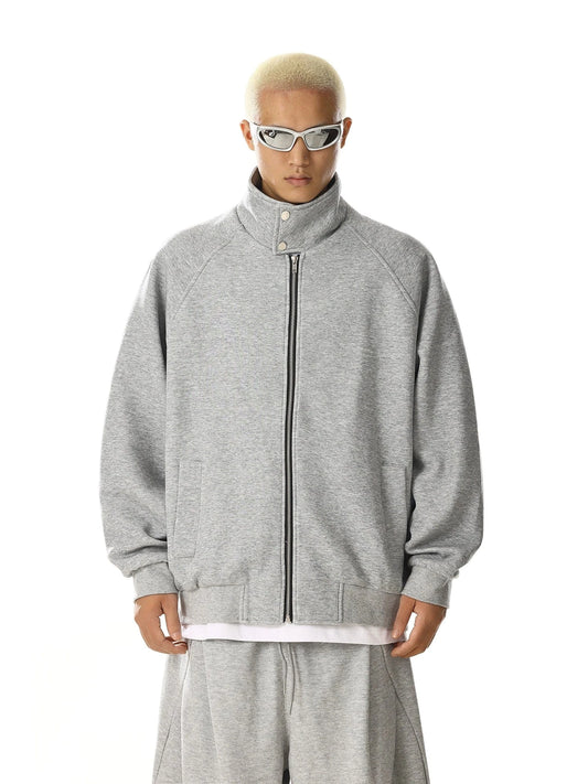 RT No. 28005 GRAY MOCK-NECK ZIP SPORTS SWEATER