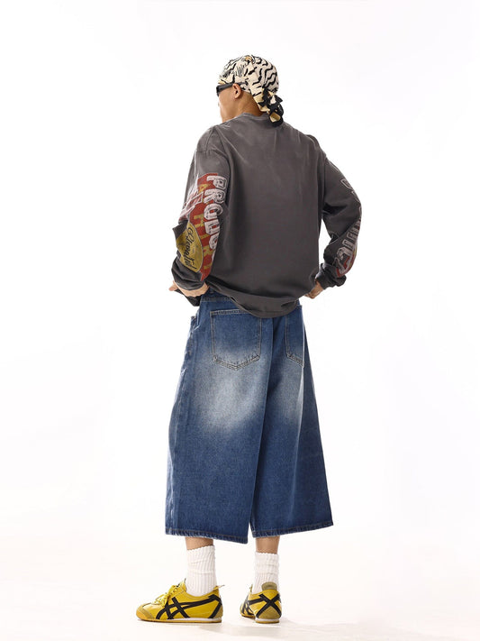 RT No. 13009 WASHED BLUE DENIM SHORT JEANS
