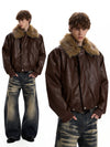 RT No. 55012 UTILITY FUR COLLAR LEATHER JACKET