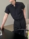 RT No. 18103 BLACK BUTTON-UP SHORT SLEEVE
