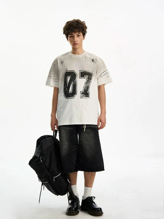 RT No. 19055 WASHED HEAVY NUMBERED 07 TEE