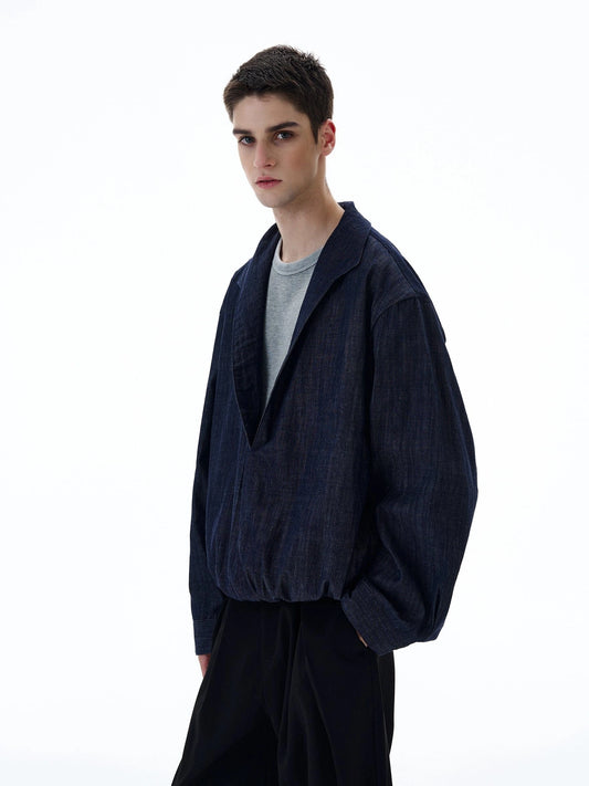 RT No. 20016 BLUE V-NECK DENIM PULLOVER JK