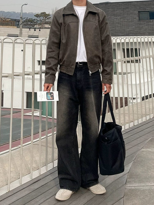 RT No. 11274 OLD BROWN RODEO LEATHER ZIP-UP JK