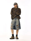 RT No. 13003 BLUE RIPPED DENIM SHORTS
