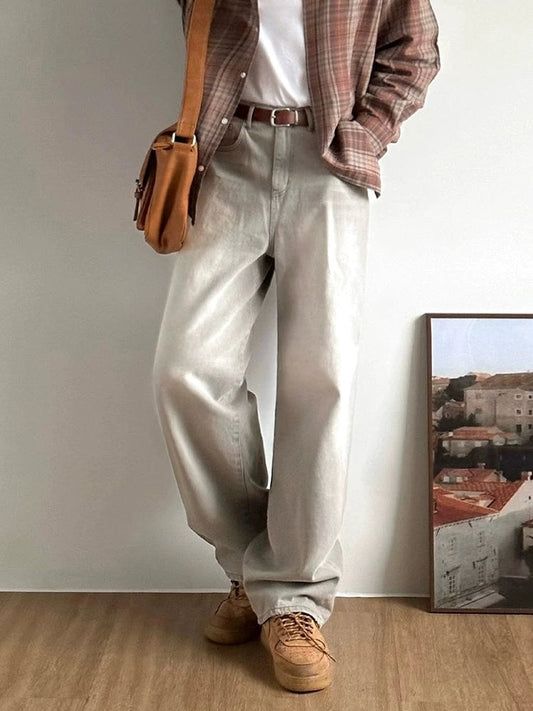 RT No. 25013 LIGHT GRAY WIDE STRAIGHT JEANS