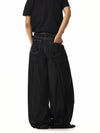RT No. 18216 BLACK PLEATED DENIM JEANS