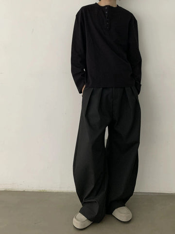 RT No. 29102 PLEATED STRIPED SCIMITAR BAGGY PANTS