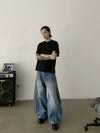 RT No. 19719 RECONSTRUCTED DISTRESSED BAGGY DENIM JEANS