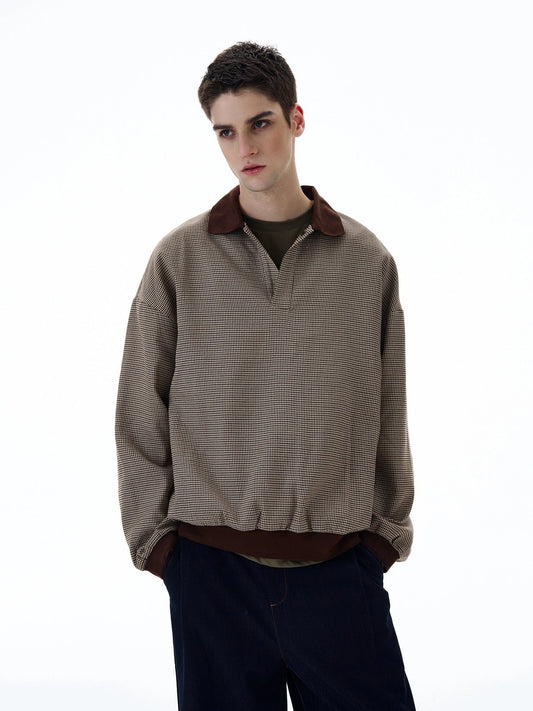 RT No. 20010 COLLAR GRID SWEATER