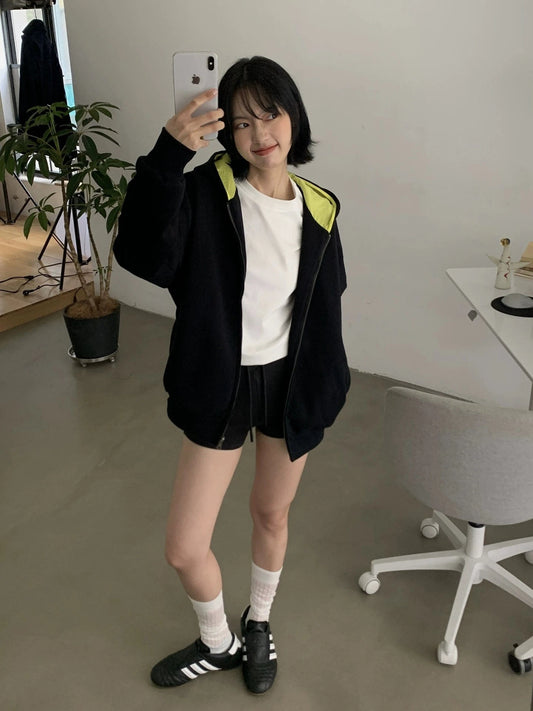 RT No. 29156 CONTRAST ZIP HOODIE