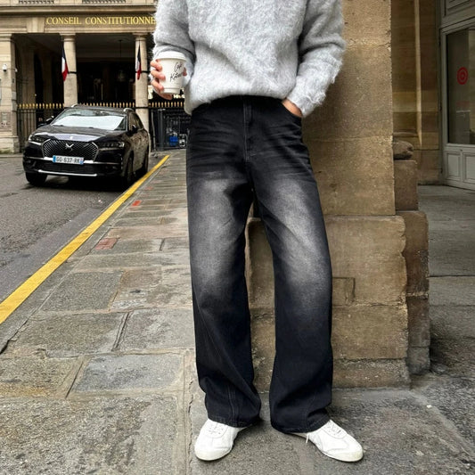 RT No. 42102 WASHED DENIM STRAIGHT JEANS