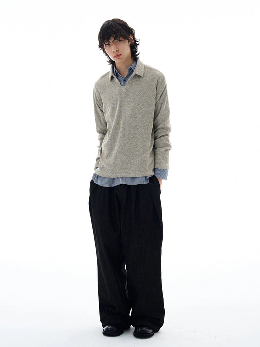 RT No. 25040 RAW DENIM PLEATED WIDE STRAIGHT JEANS