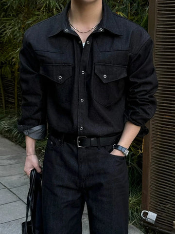 RT No. 25009 BLACK WORKWEAR PILOT BUTTON-UP