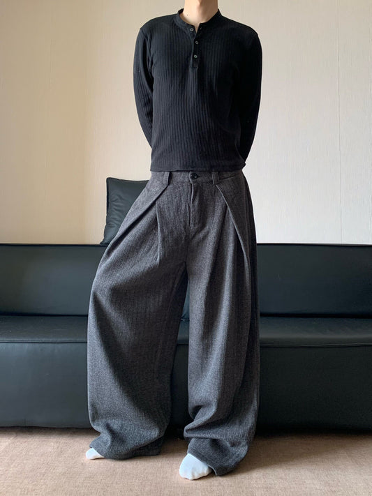 RT No. 32005 OKANE PLEATED WIDE STRAIGHT PANTS