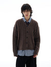 RT No. 25026 KNIT TWIST BUTTON-UP SWEATER